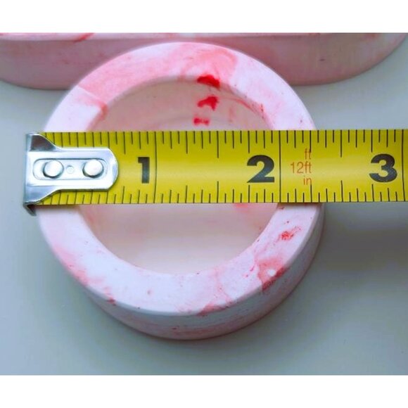 Handmade Eco Resin Tealight Candle Holders-Pink & White Marble Design - Picture 6 of 10